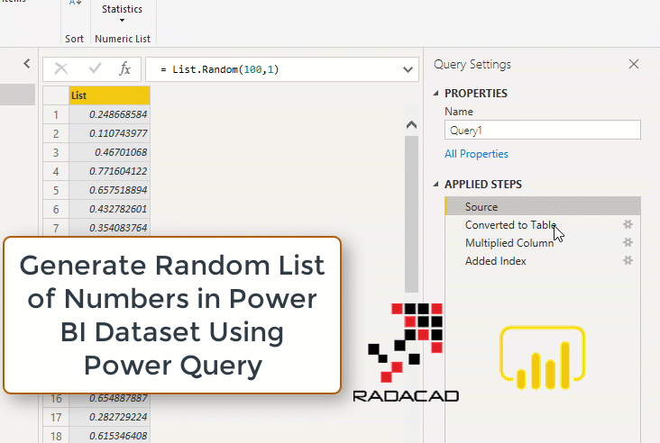 Generate Random List of Numbers in Power BI Dataset Using Power Query