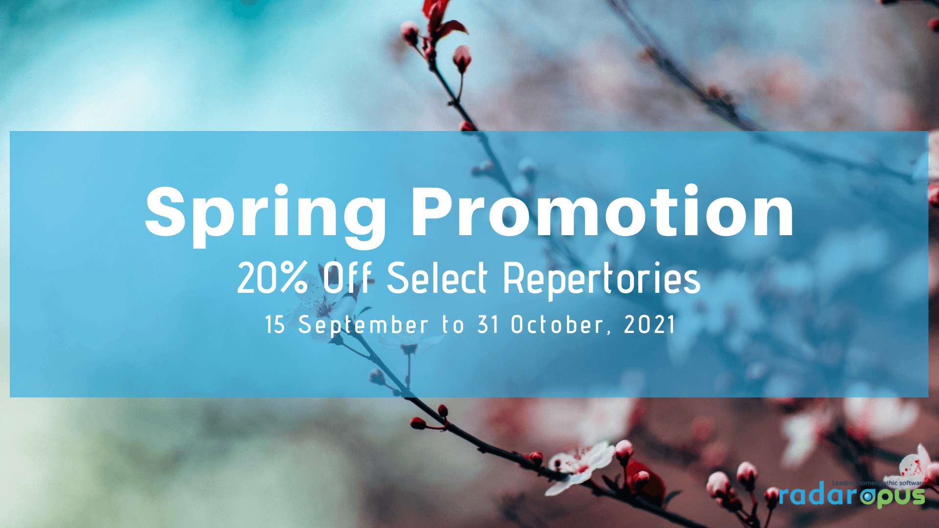 Spring Promo on select Repertories in RadarOpus. Save 20 till August 31st!