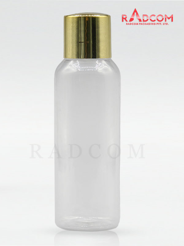 50ML Boston Clear Pet Bottle with Shinny Gold Screw Cap