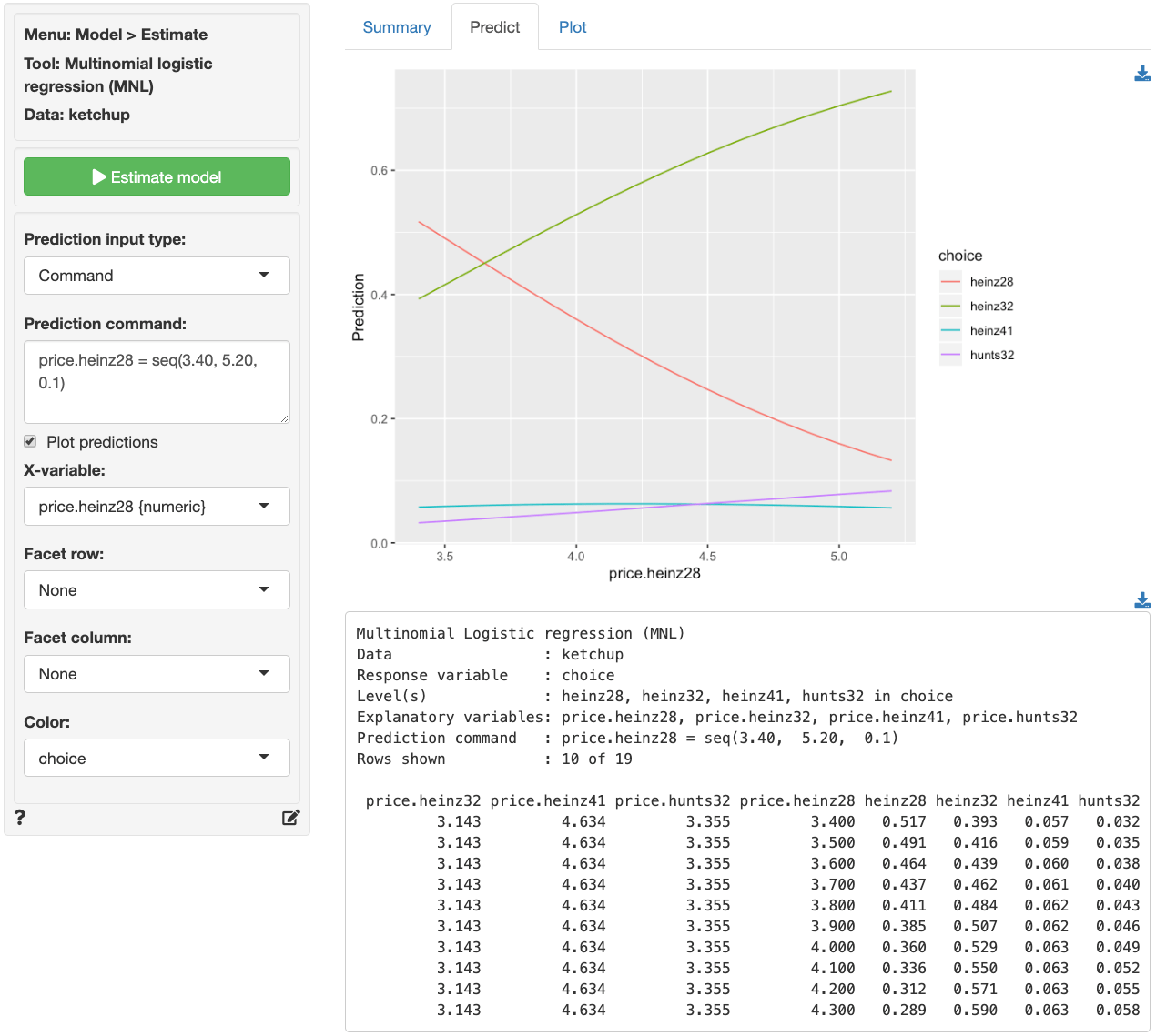 Model > Estimate > Multinomial logistic regression (MNL)
