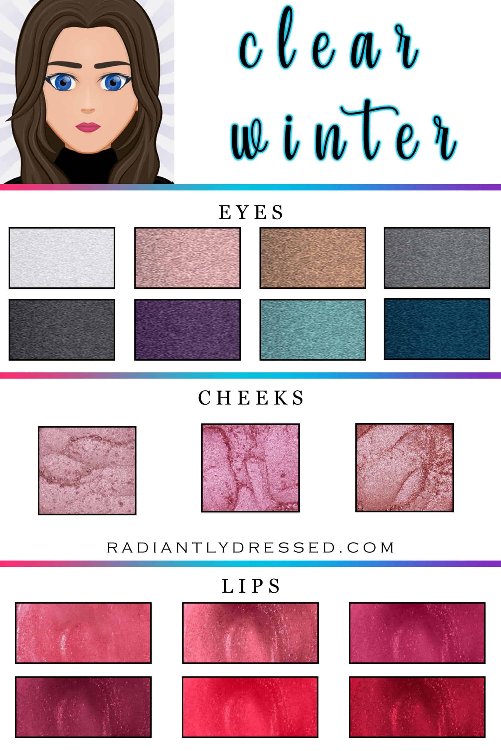 Clear Winter Color Palette Makeup
