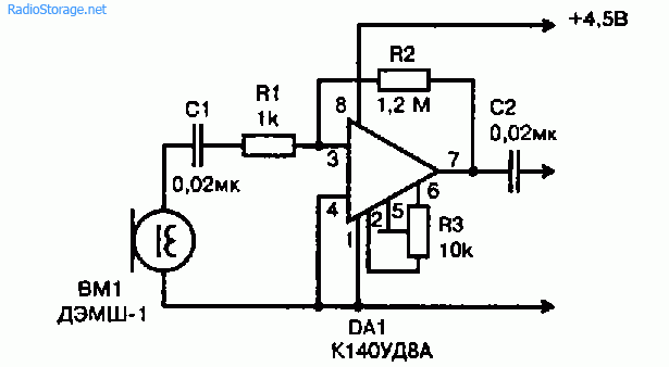 Схема подключения конденсаторного микрофона к трансиверу