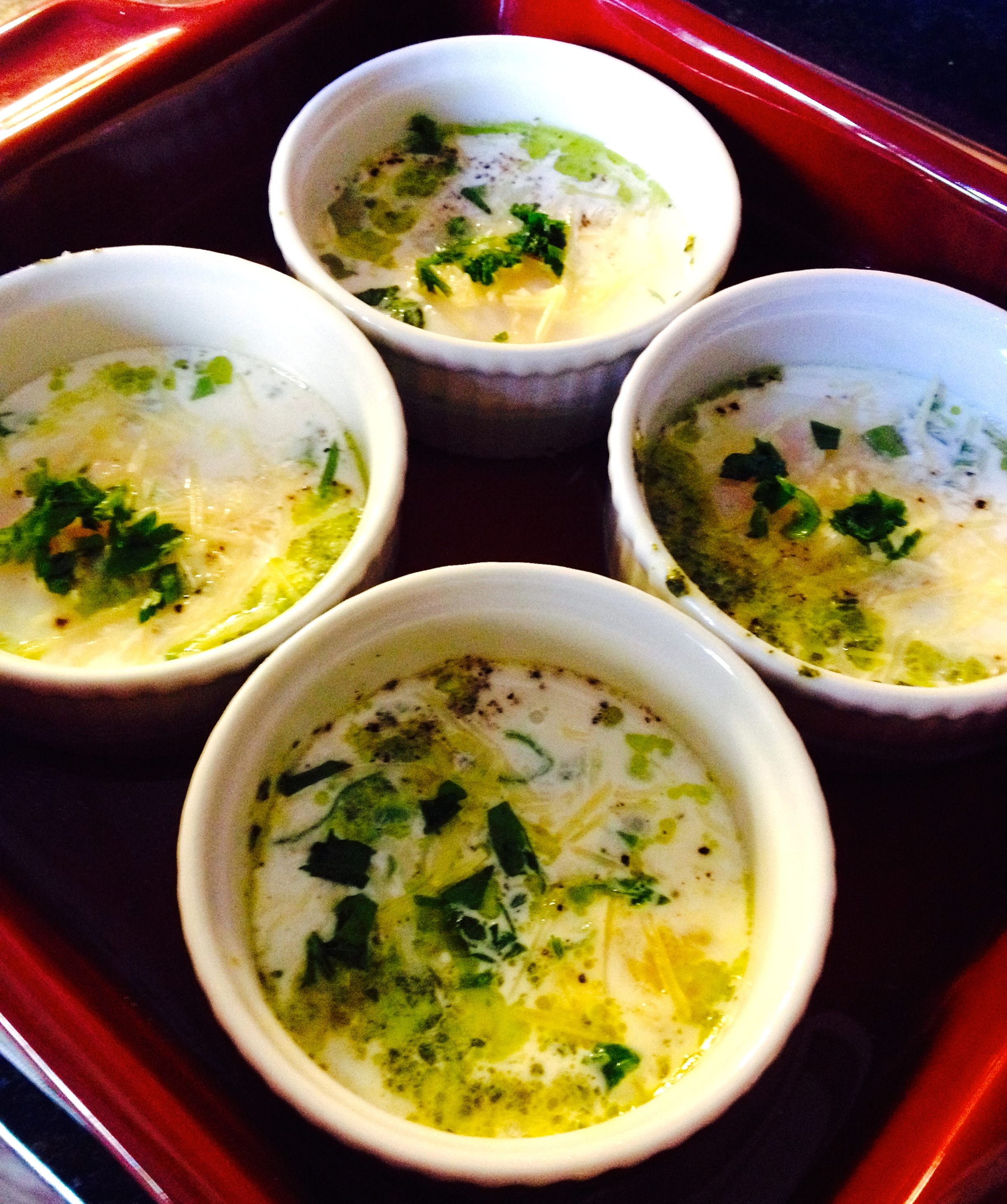 baked eggs with pesto and parmesan radish*rose