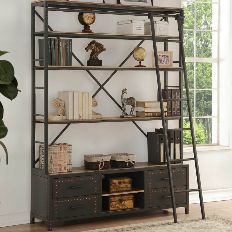 Bookcase with Sliding Ladder Radwell Designs