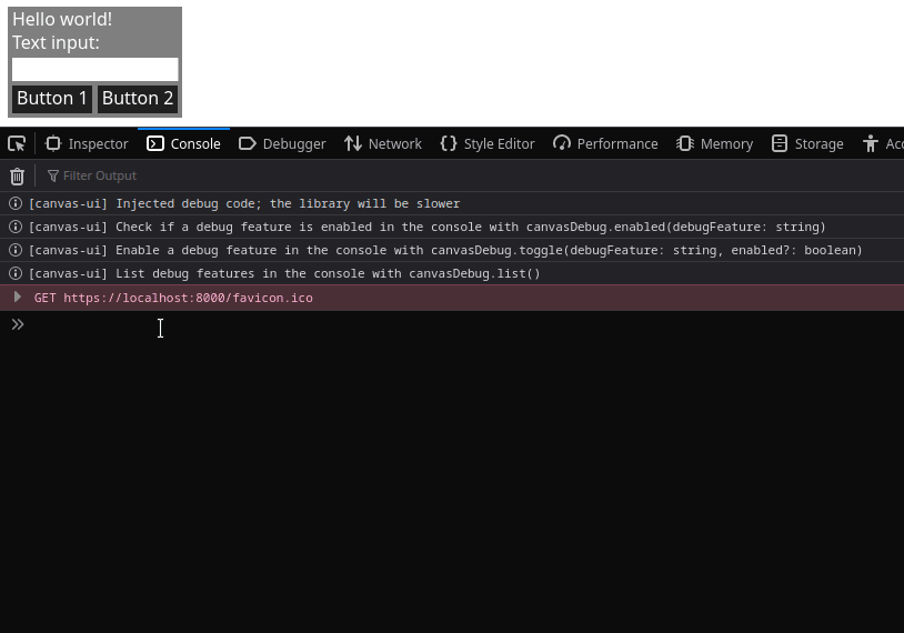 Debugging rafern/canvasui