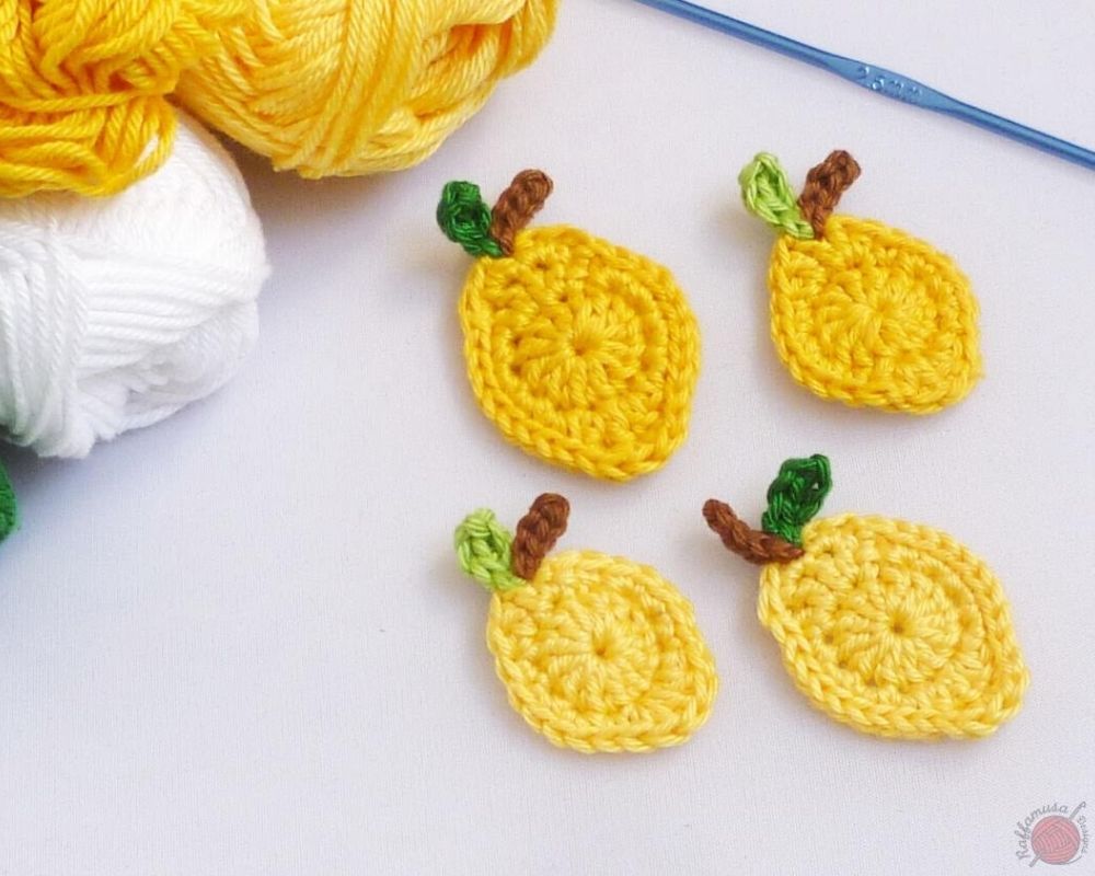 Crochet Lemon Applique • Free Pattern by RaffamusaDesigns