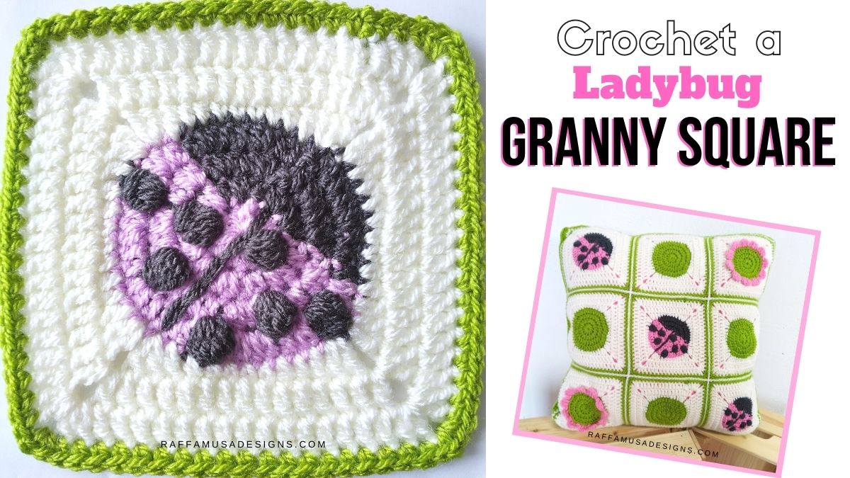 Crochet a Ladybug Granny Square Free Pattern • RaffamusaDesigns
