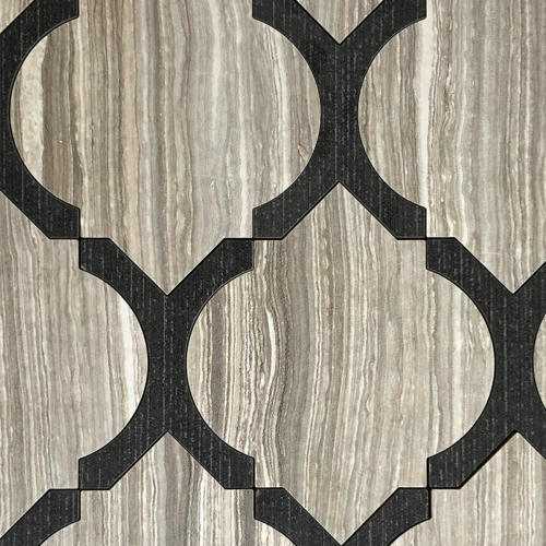 WP0511 Porcelain Eramosa Grey Center Nero Frame Raffi glass