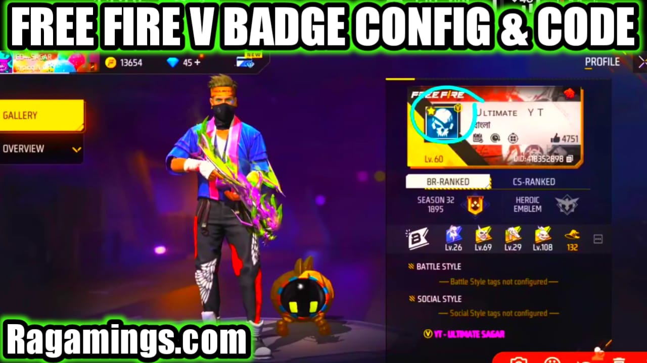 Free Fire V Badge Verified Config File & Code [Updated] Ra Gamings