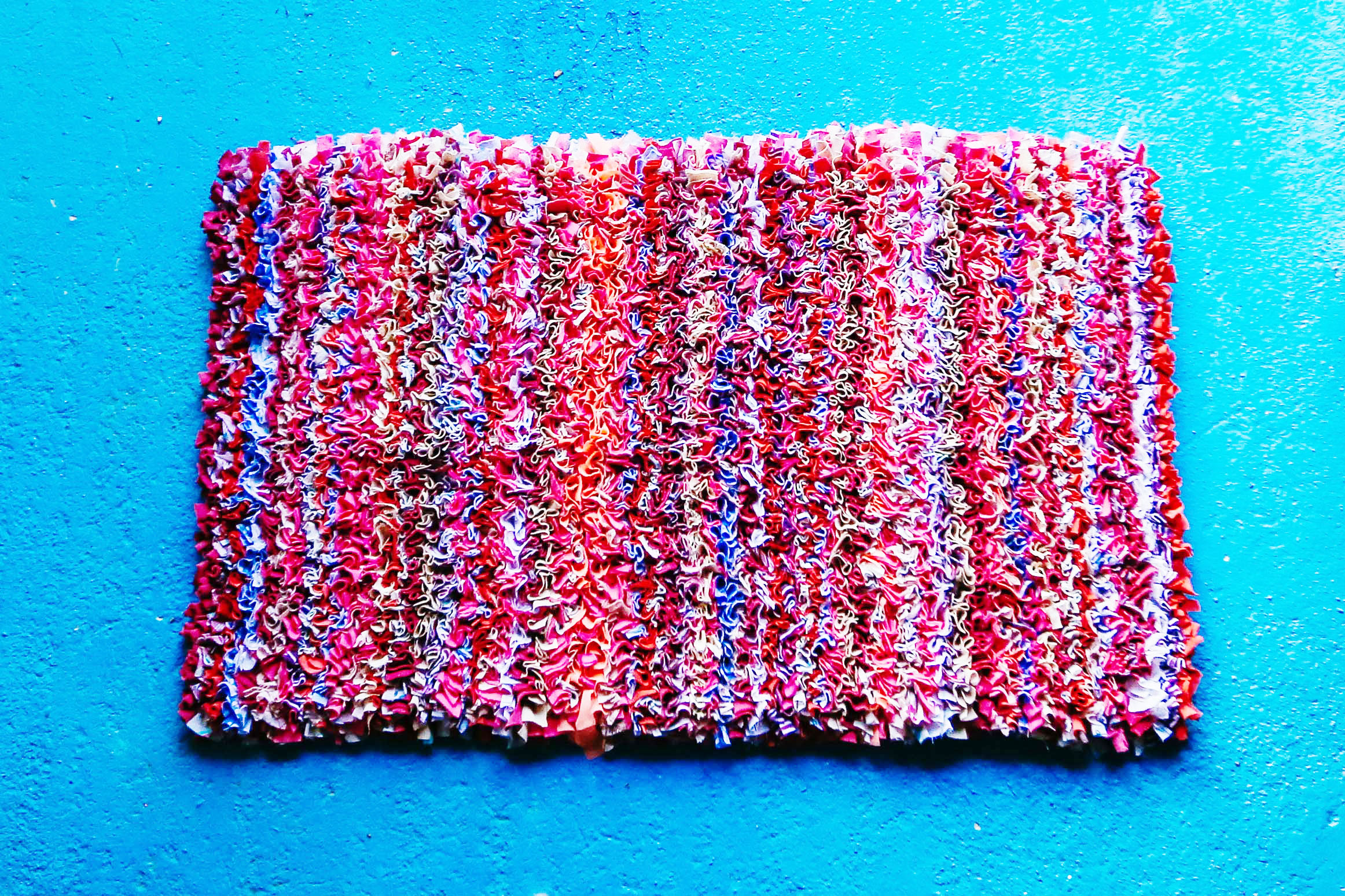 Ragged Life Blog Pink Striped Rag Rug Posey Ragged Life Blog