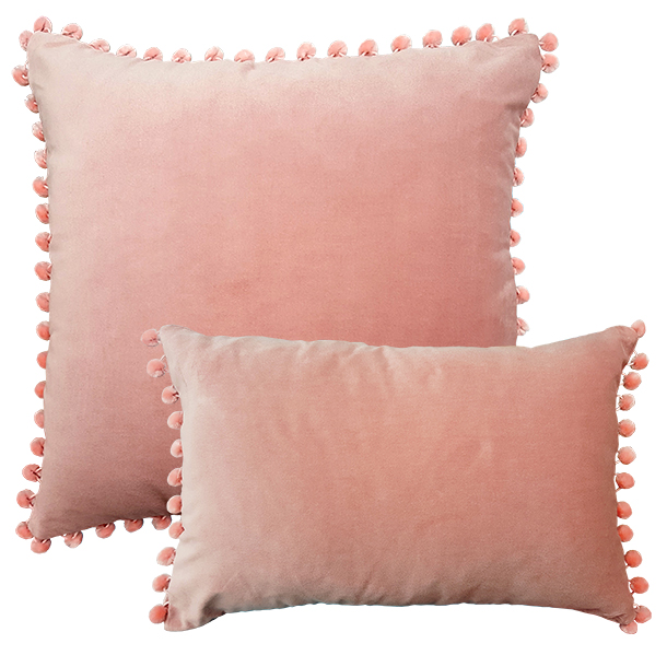 Pink Velvet Cushions Pom Pom & Purple Cushion Floral Black Velvet