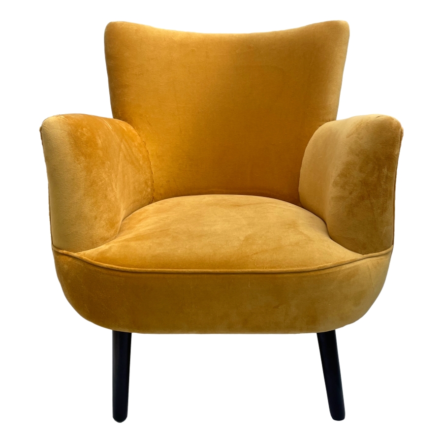 Stunning Alma Plain Mustard Velvet Armchair by RaggedRose