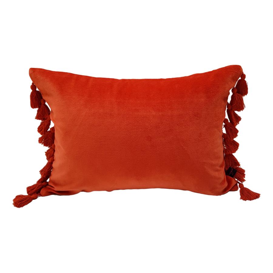 Stunning Orange Rust Velvet Tassel Cushion By Ragged Rose