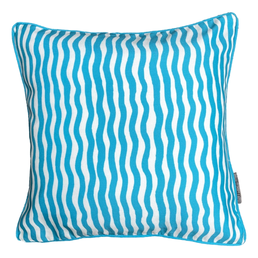 Turquoise Stripe Garden Cushion by Ragged Rose