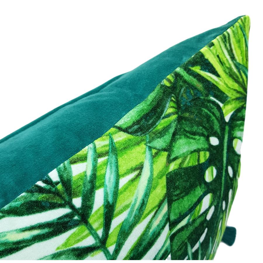 Jungle Green Velvet Cushion Ragged Rose
