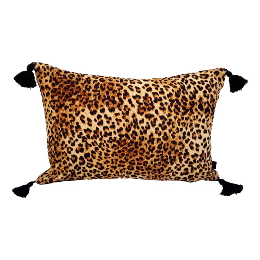 Leopard Print Velvet Cushion Ragged Rose