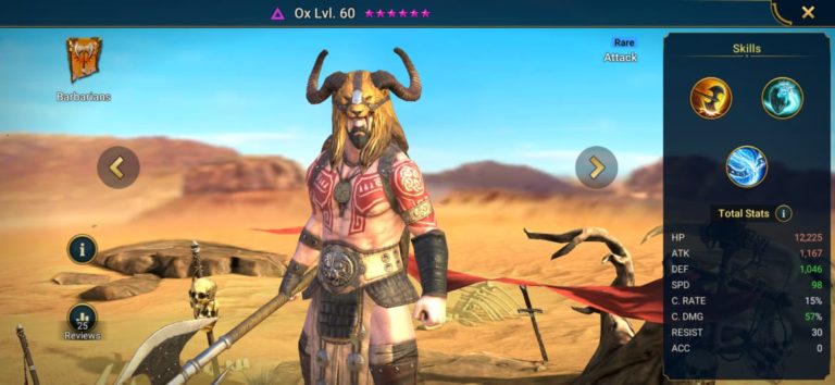 Raid Shadow Legends Ox Build Artifacts & Masteries Guide