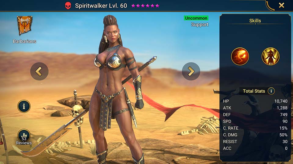 Spiritwalker RAID Shadow Legends Info Skills Equipment Mastery Guide