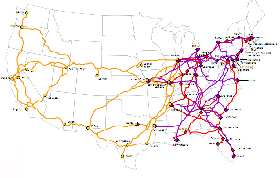 Rail Carrier Locations, Transport and Consolidation Locations