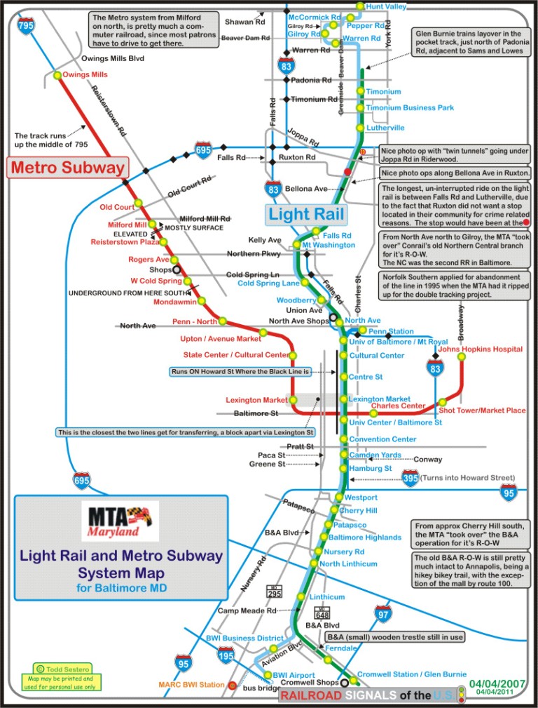 Baltimore Railfan Guide Light Rail and Metro Map