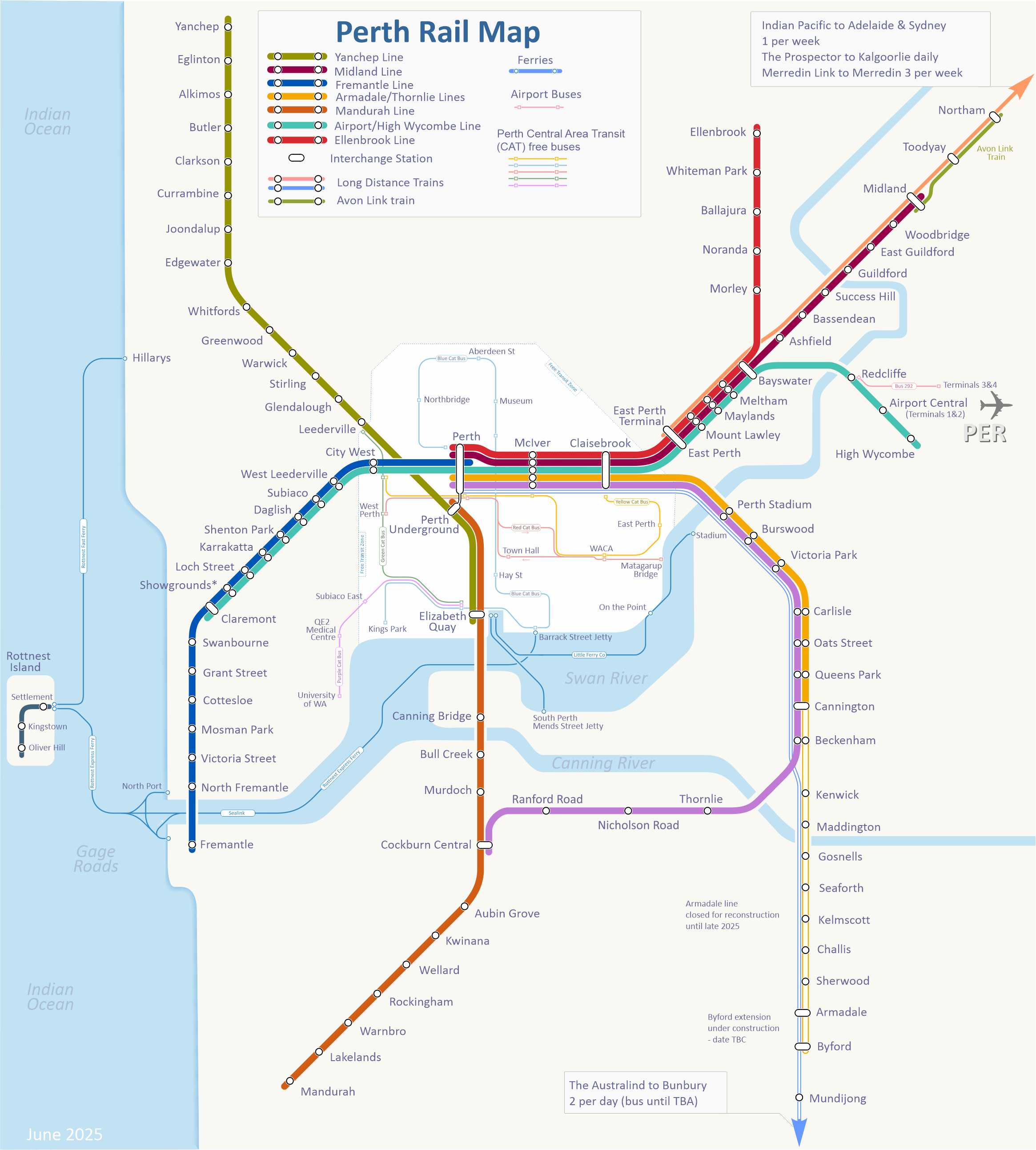 Midland Train Line Map Perth Perth Rail Map
