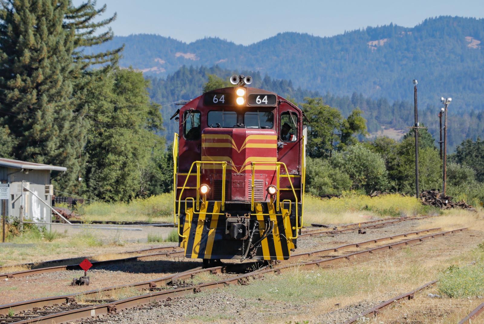 CWR 64 California Western Railroad EMD GP9 in Willits,
