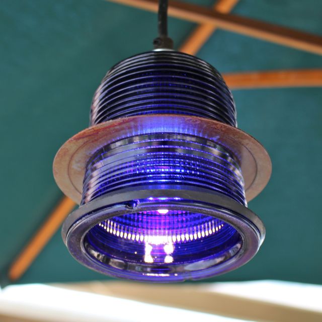 Runway Light Pendant ™ (cobalt blue) LED with Rusted Ring 5" RailroadWare