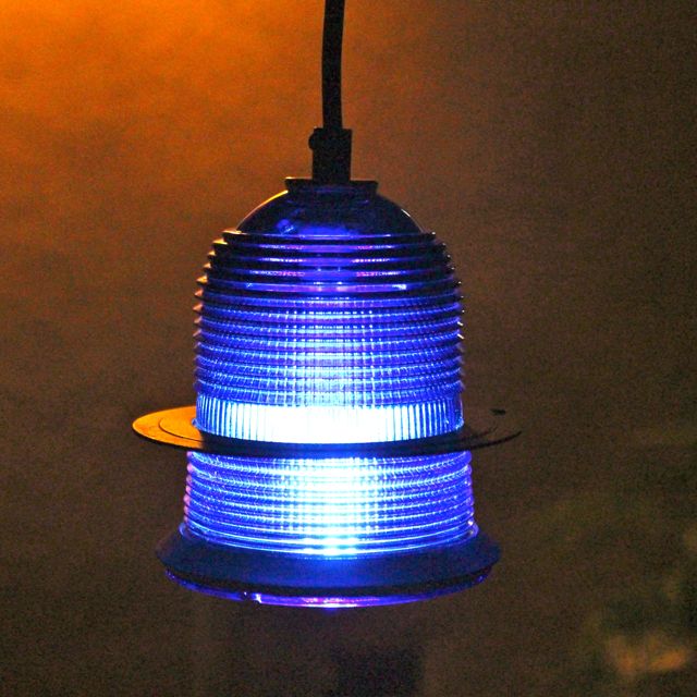 Runway Light Pendant ™ (cobalt blue) LED with Rusted Ring 5" RailroadWare