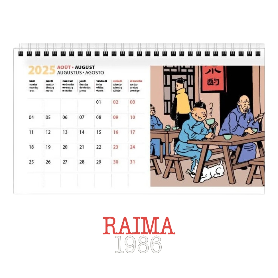 Alendari and Agenda Tintín 2025 Organize yourself with the Classic Style of Tintín