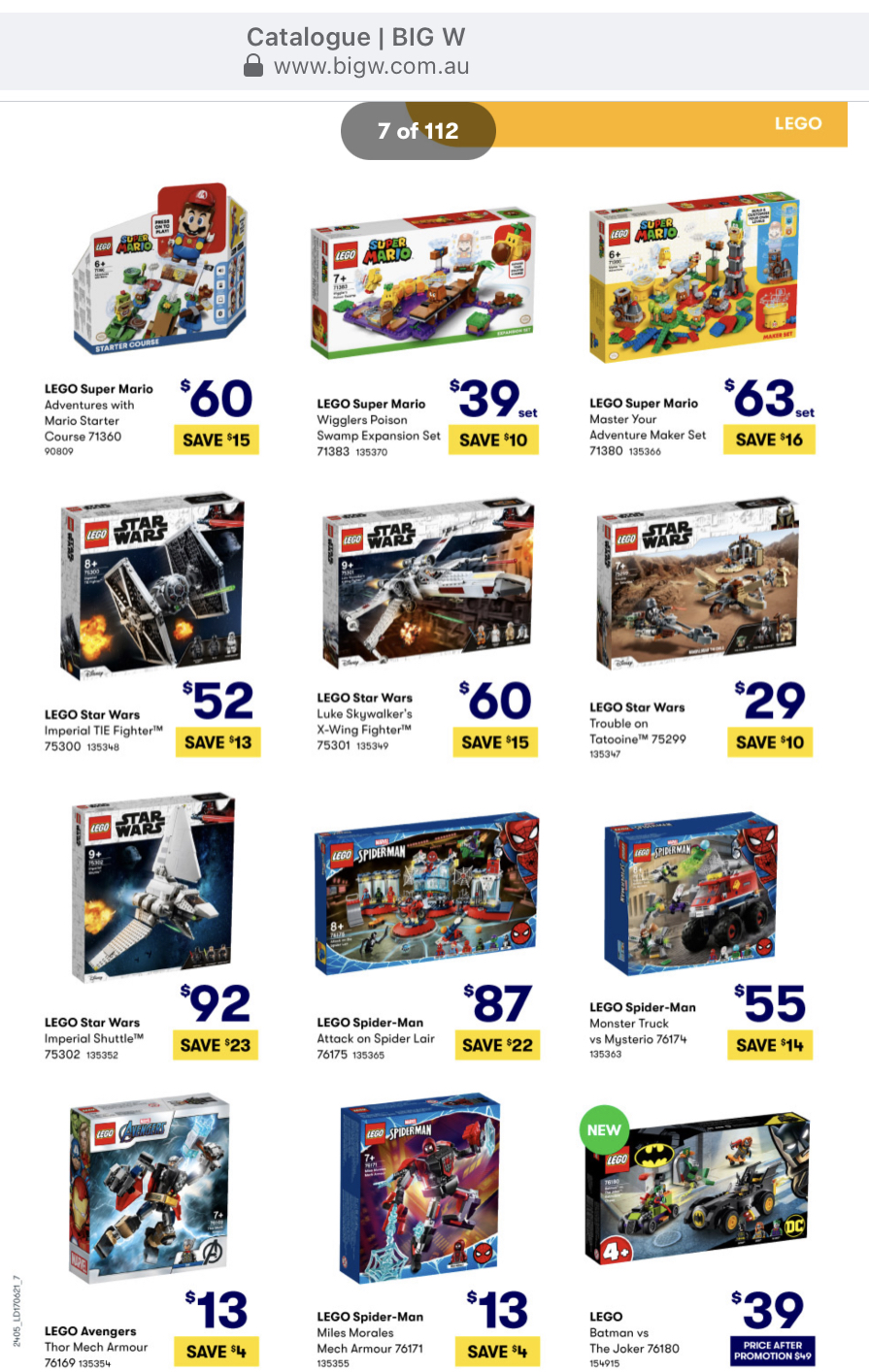 UPDATED LEGO Sales Big W Toy Sale 2021 Rainbow Bricks
