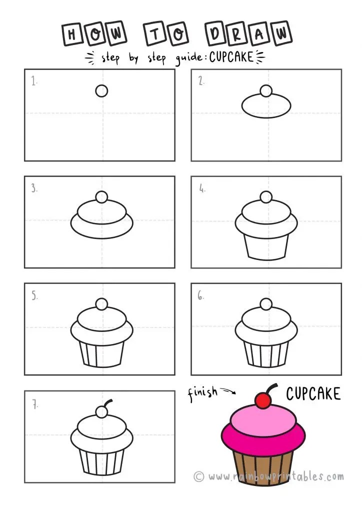 How To Draw a Cupcake Rainbow Printables