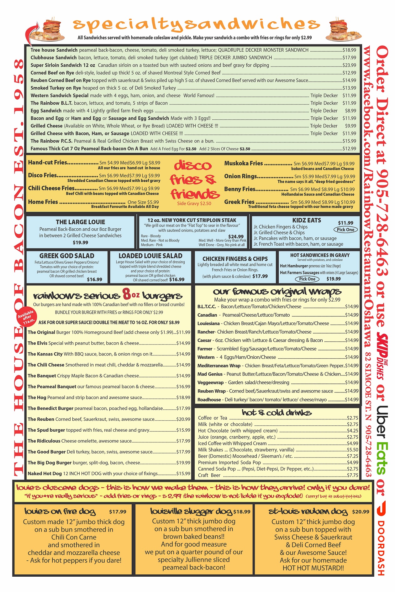 The Rainbow Restaurant Menu