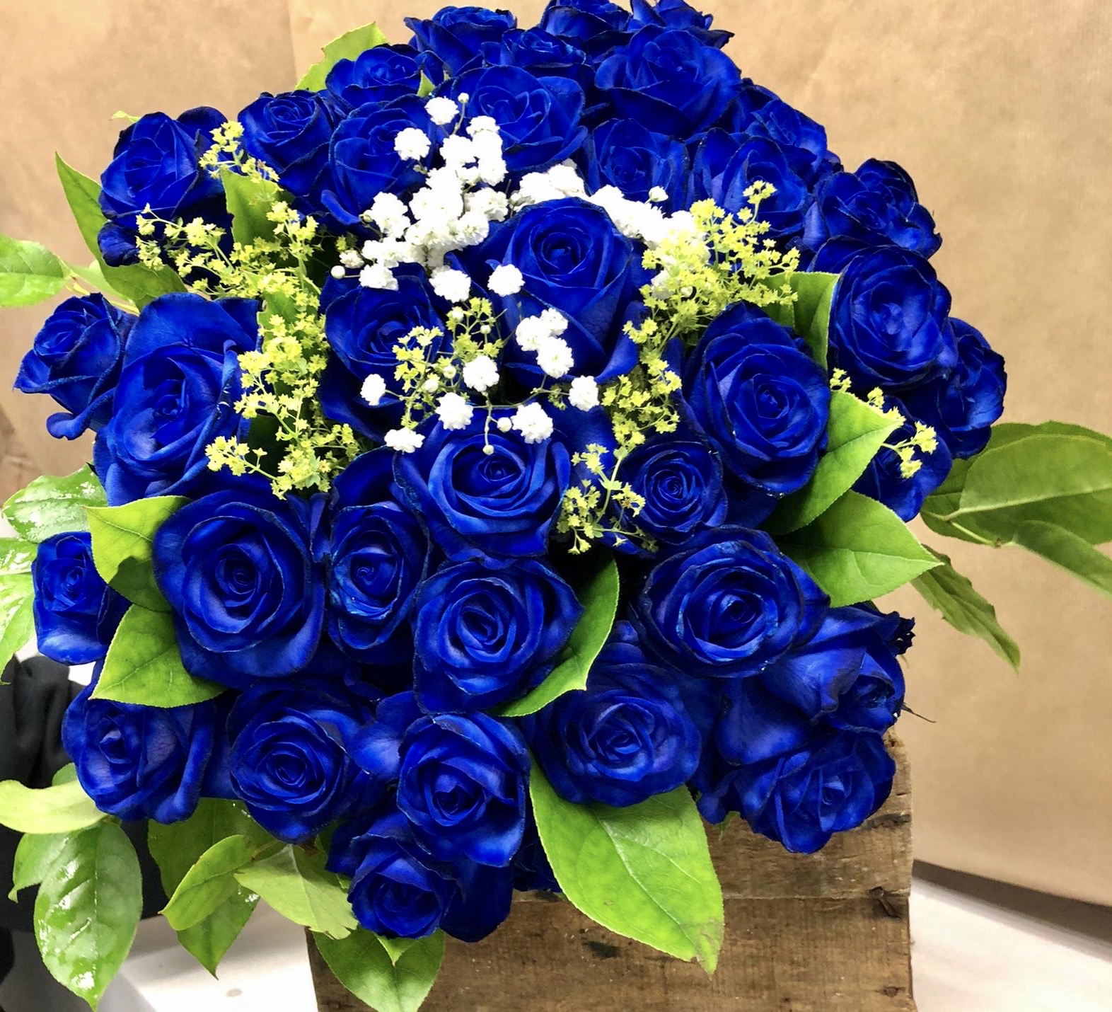 50 Blue Roses | Grand Blue Rose Bouquet | 50 Blue Rose Delivery