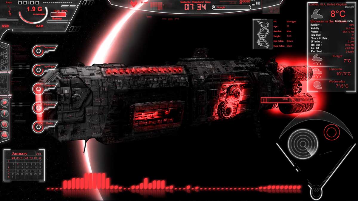 Neon Space Rainmeter Rainmeter skin & Theme [windows 7/8/10]