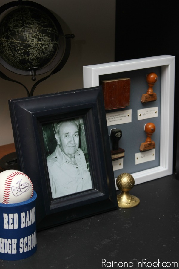 Vignette for Grandpa - put old stamps in a shadow box.