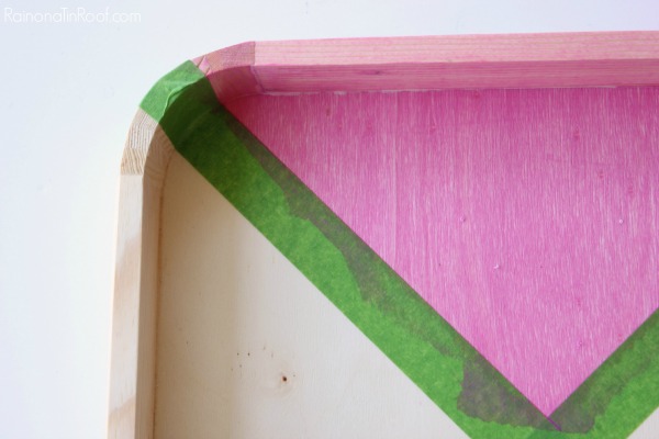 Applying DIY pink colored stain.