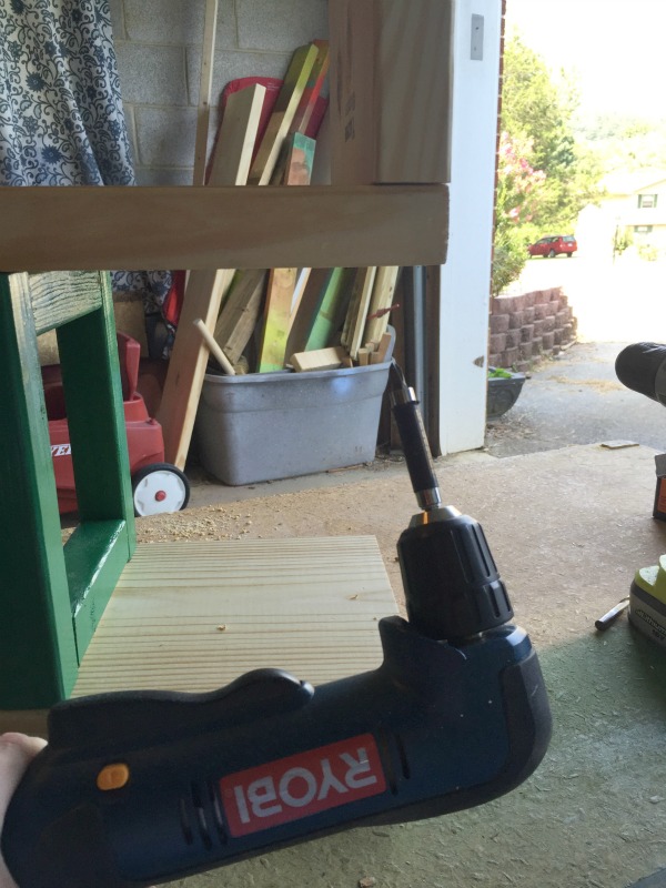 DIY Rustic Bookcase - using a right angle drill - Rain on a Tin Roof