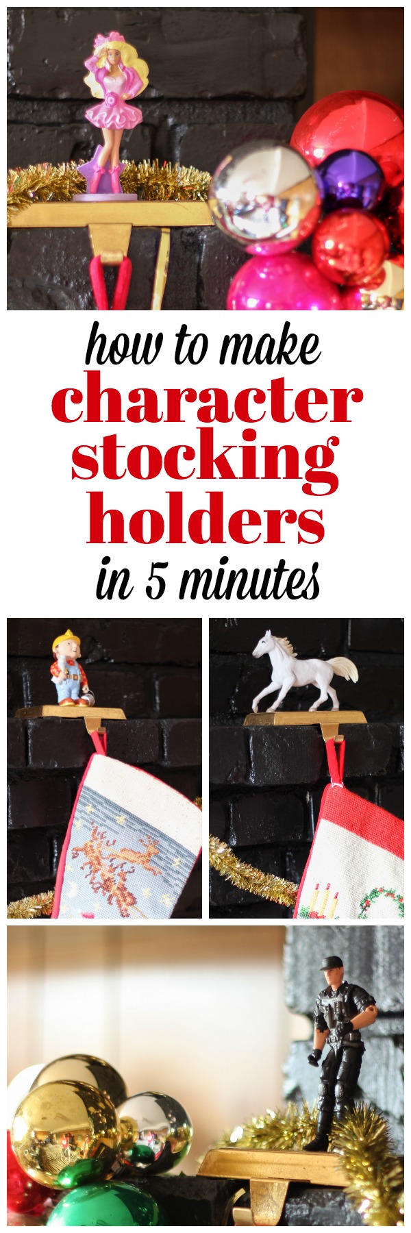 How to Make Character Stocking Holders in Five Minutes - this is a fun DIY Christmas decoration and you can customize it with ANY character or animal you want!