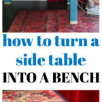 This is a great furniture makeover idea for an end table makeover - find out how to turn a side table into a bench. Easy side table redo in a day!