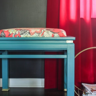 This is a great furniture makeover idea for an end table makeover - find out how to turn a side table into a bench. Easy side table redo in a day!