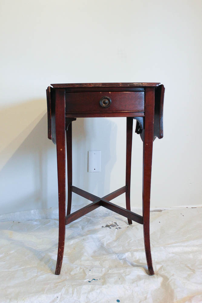 How to get a layered Caribbean Blue Look When Painting Furniture - the table before.