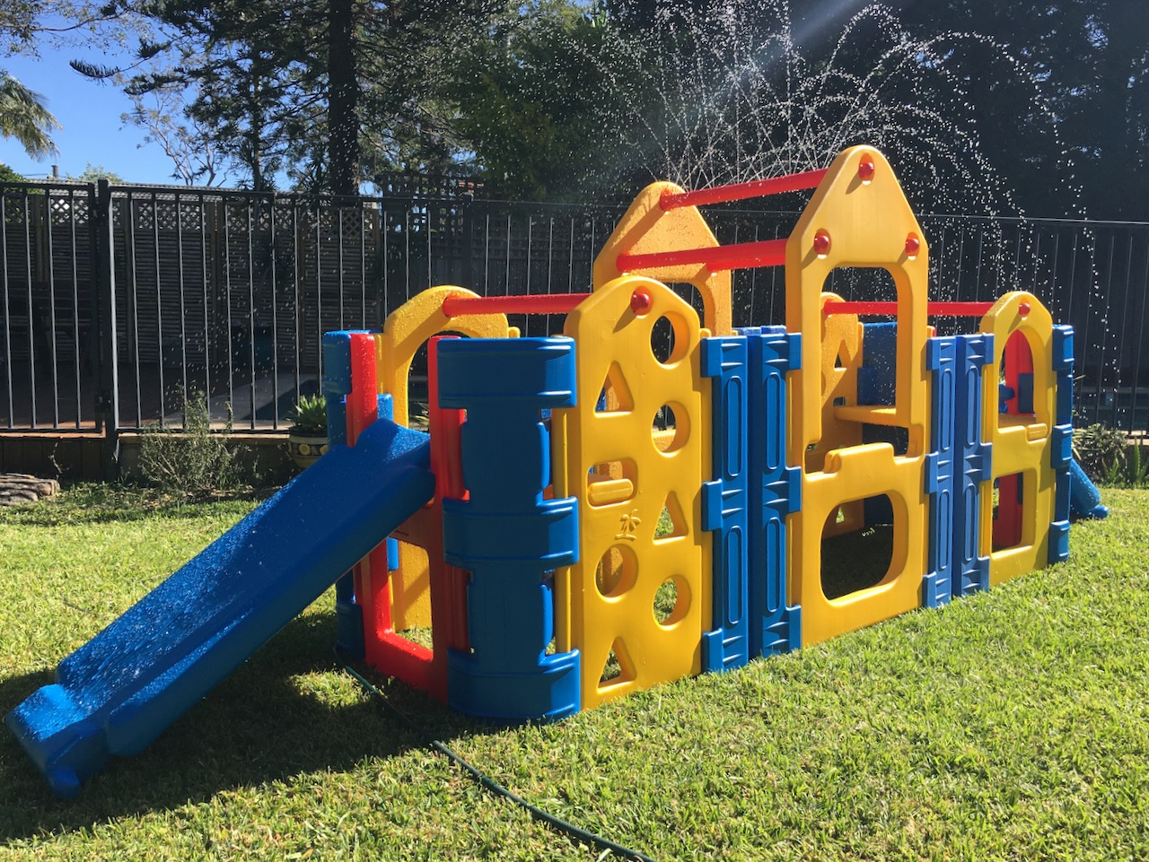 Kids Outdoor Play Gym MEGA MAXI With Two Steps/Slides And Water Spray