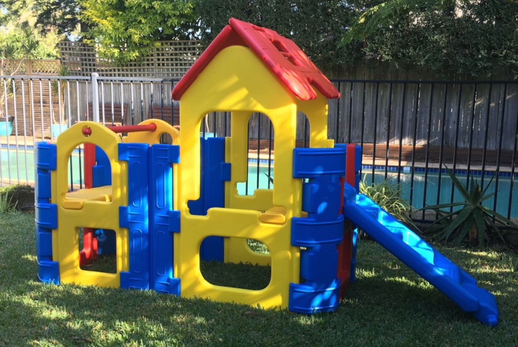 Kids Outdoor Play Gym MAXI CLIMBER With Two Steps/Slides And One Water