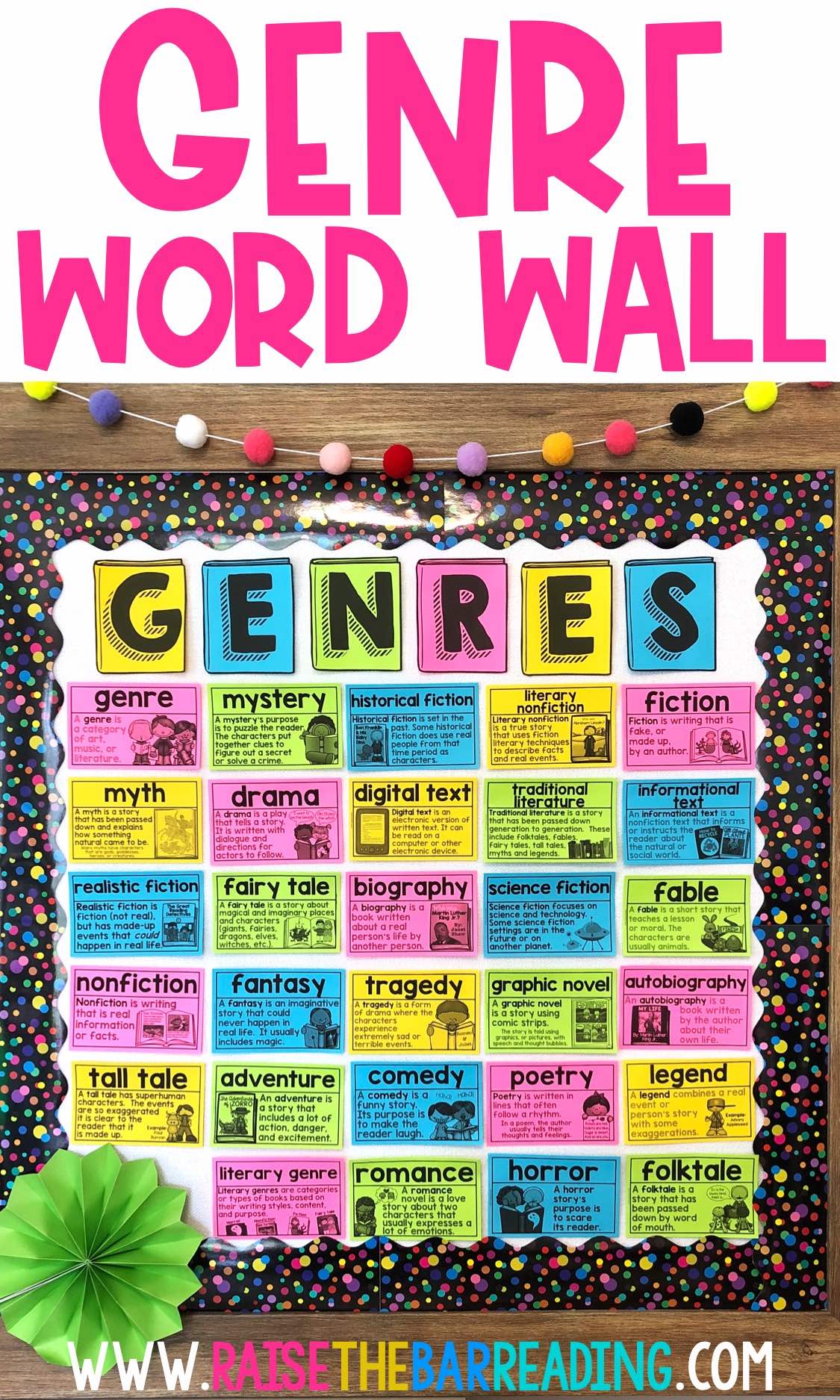 Classroom Library Genre Word Wall Raise the Bar Reading
