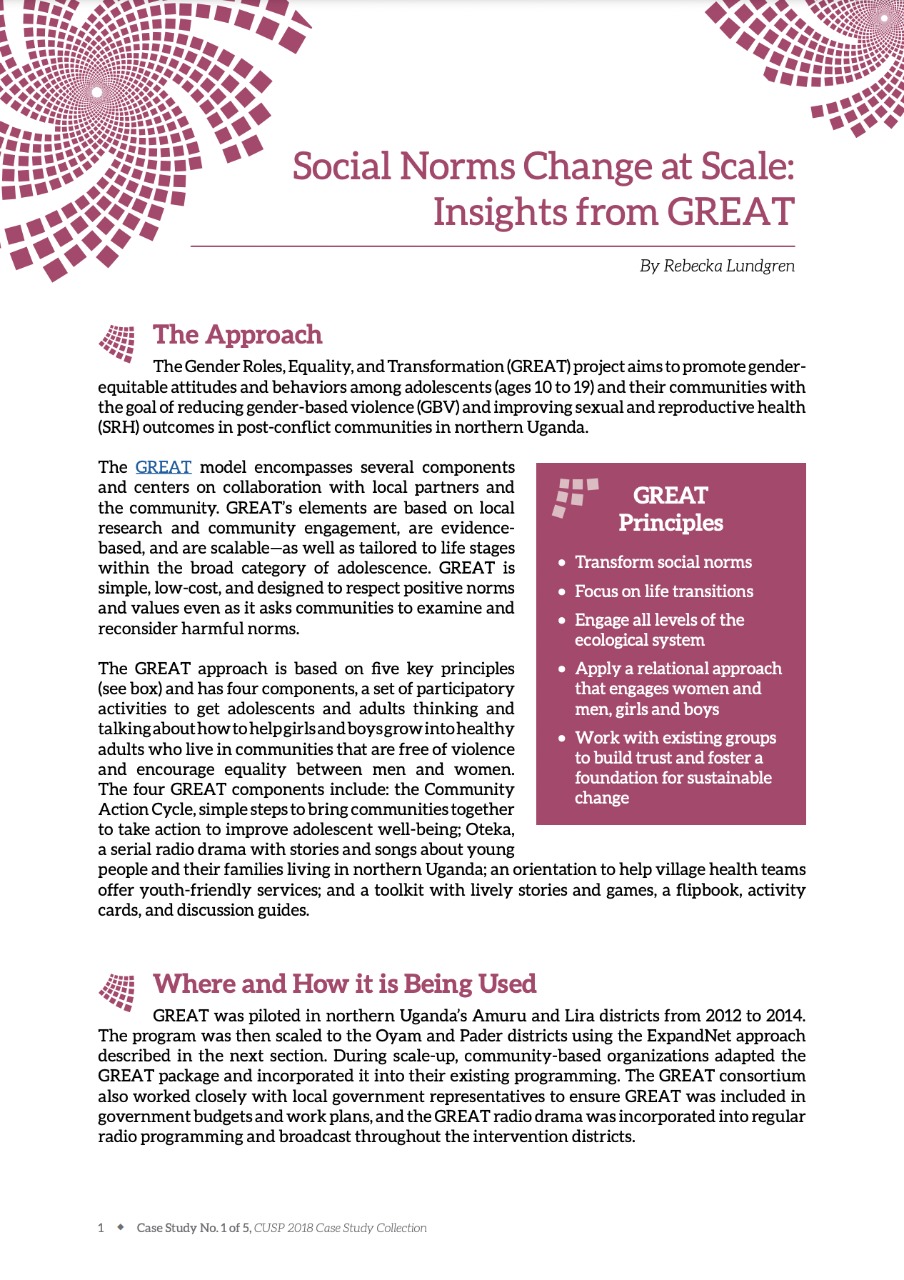 CUSP Case Study 1 GREAT Raising Voices