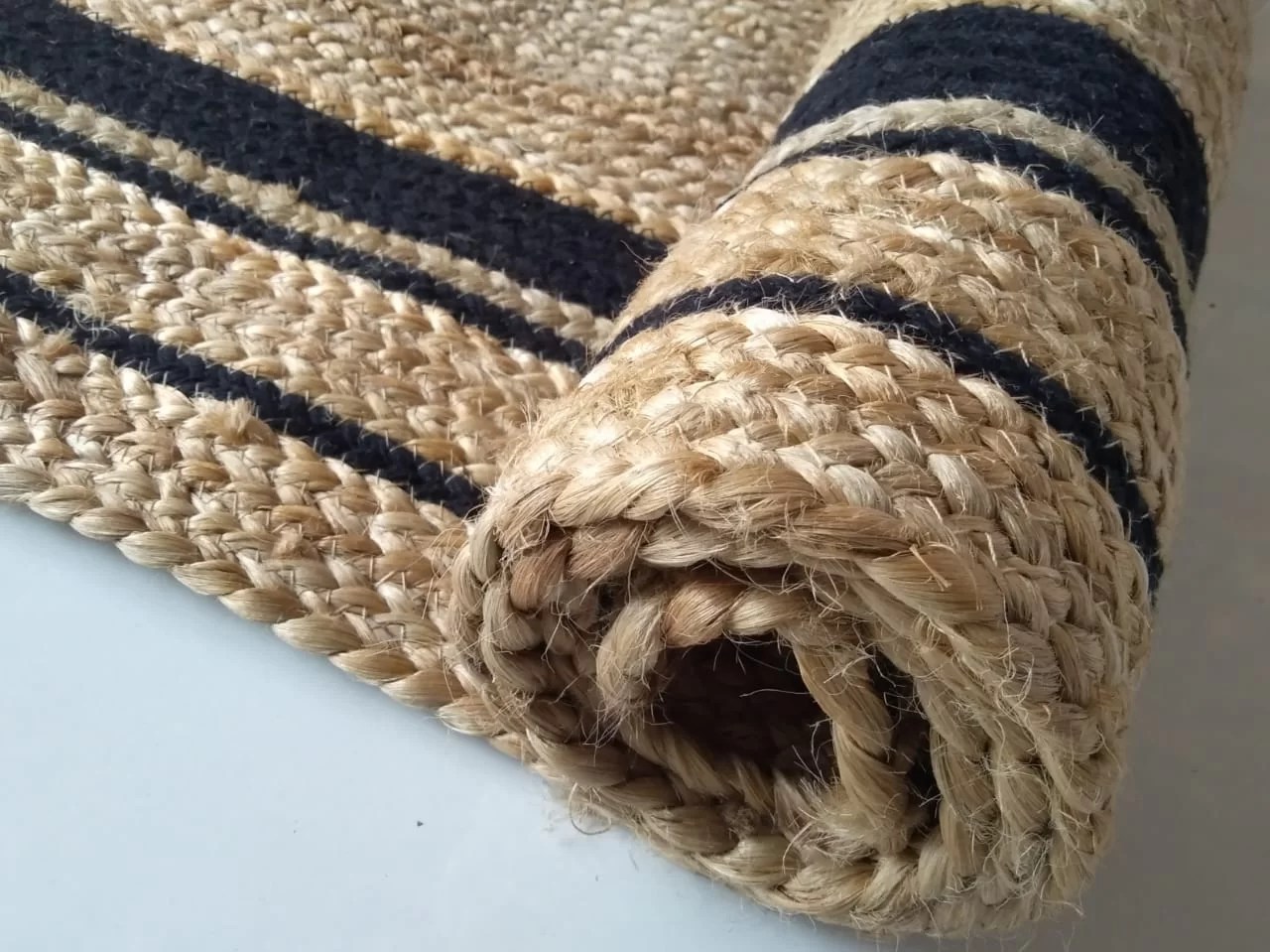 Buy Natural ORGCOanic & Black Cotton Runner Rajasthan Rugs