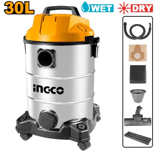INGCO VC13301 Vacuum Cleaner Efficient Wet and Dry Cleaning