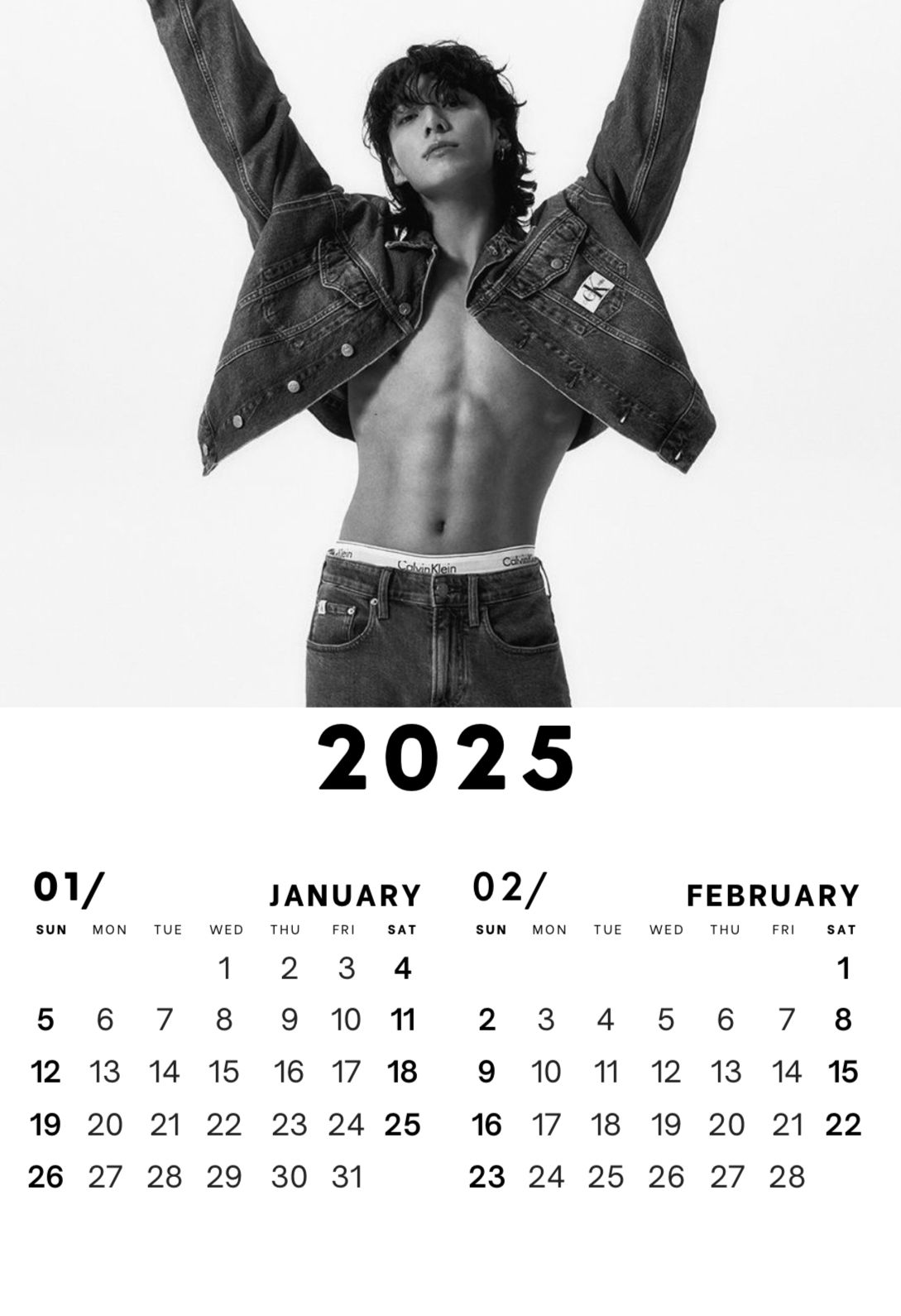 BTS Printable Calendar for 2025(JUNGKOOK CK) by chels_digital Raket.PH