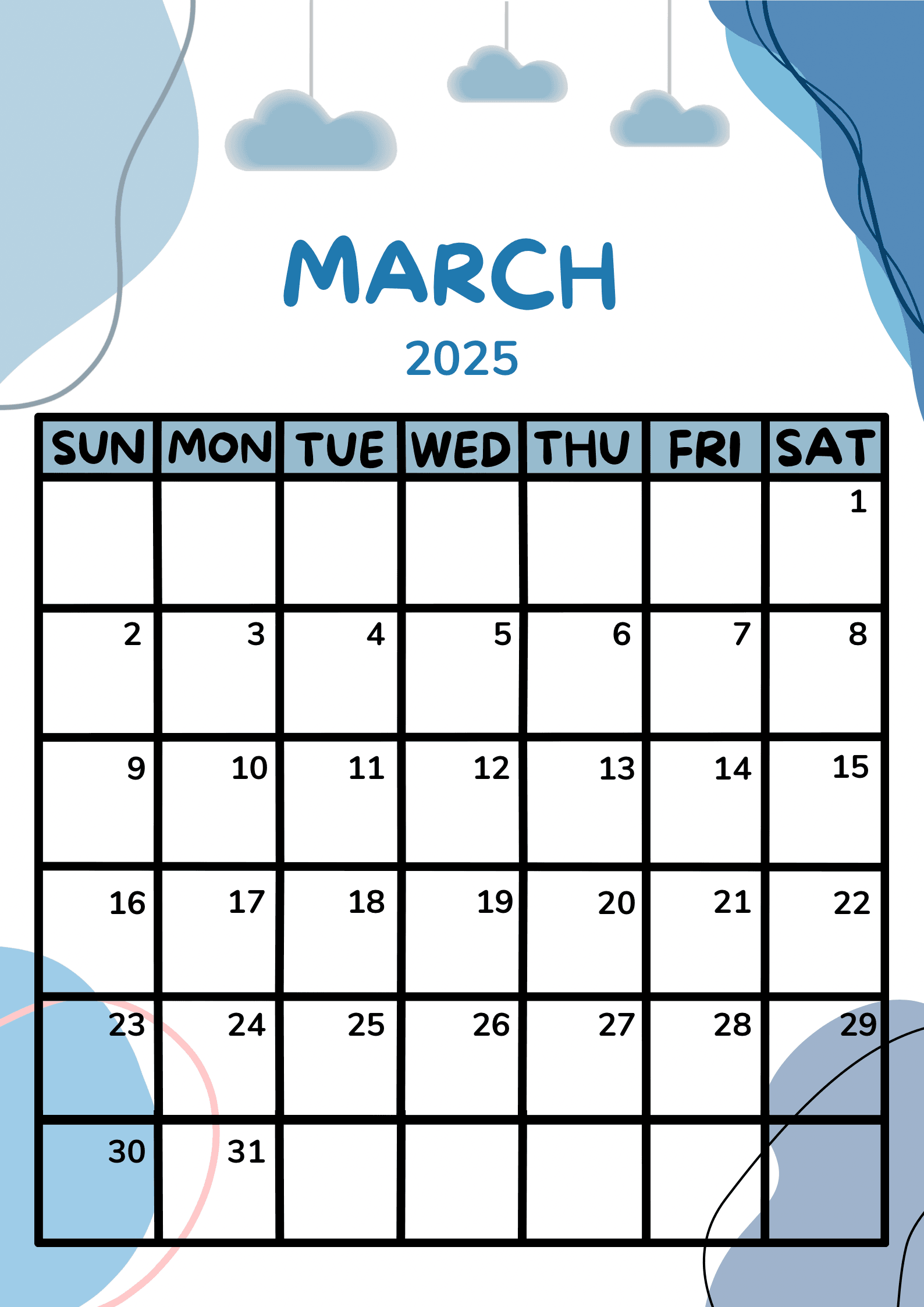 March 2025 Calendar Blue by tamaramaximo2007 Raket.PH