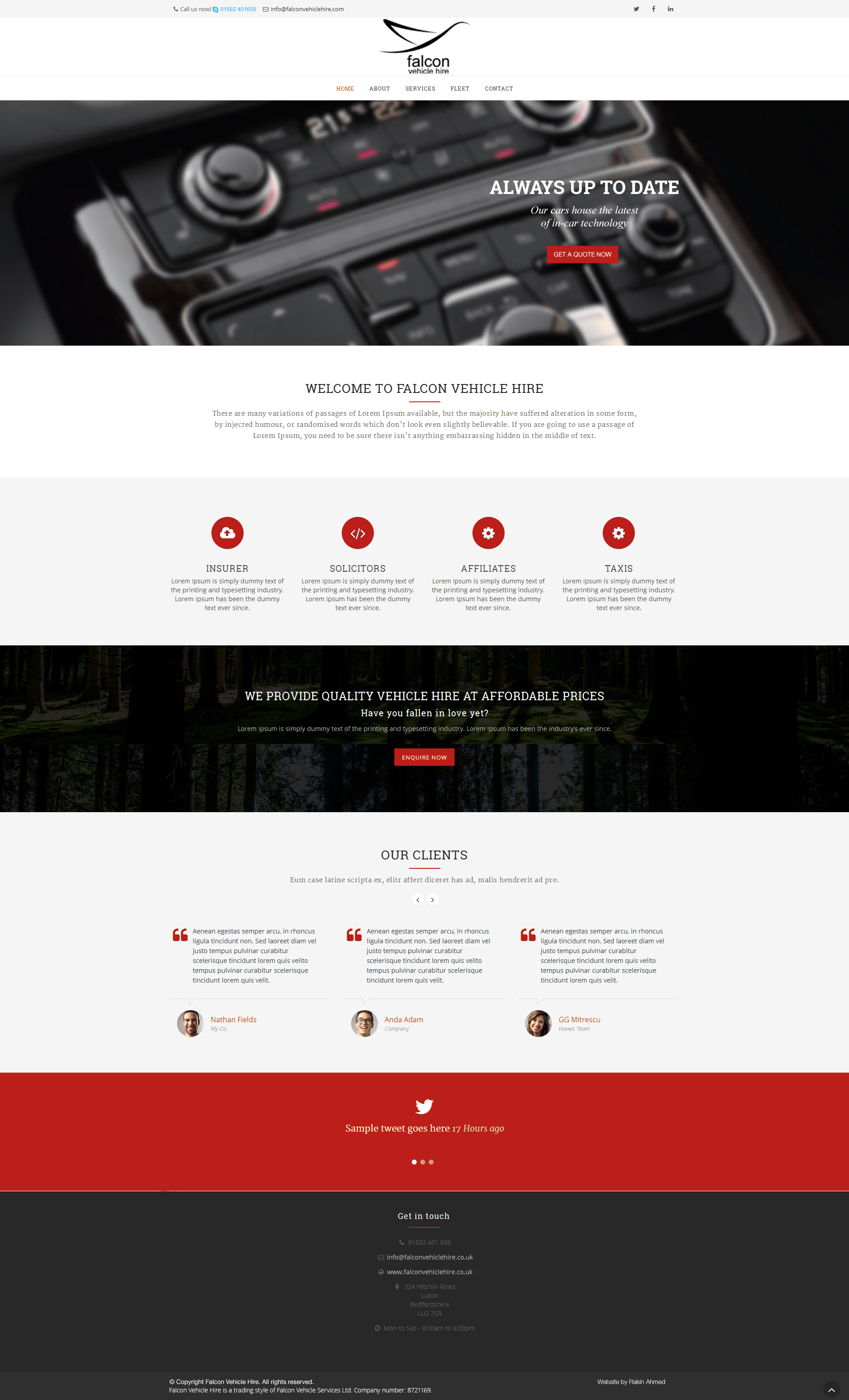 Falcon Vehicle Hire Rakin Ahmed  Design & Development